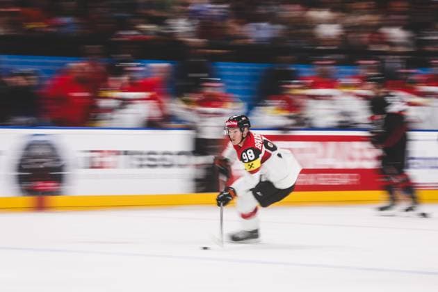Ice hockey, Eishockey - IIHF WC 2024 PRAGUE,CZECH REPUBLIC,14.MAY.24 - ICE HOCKEY - IIHF Ice Hockey World Championship, WM, Weltmeisterschaft 2024, group stage, Austria vs Canada. Image shows Benjamin Baumgartner (AUT).  GEPAxpictures xDanielxGoetzhaber