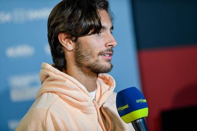 International Tennis match - 2024 Piemonte Open Intesa San Paolo Italy, Turin 14 05 2024 Sporting Press Club (Turin). Challenger 175 Piemonte Open Intesa Sanpaolo Tournament Qualifications Lorenzo Musetti of Italy interviewed during the Challenger 175 Piemonte Open Intesa Sanpaolo Tournament Turin Italy  Copyright: xIPAxSport ABACAx