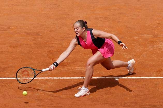 Jelena Ostpaneko (LAT) in action, Tennis WTA, Tennis Damen Internazionali BNL d Italia - Quarter finals, Swiatek vs Keys, Foro Italico, May 15, 2024, Rome, Italy.