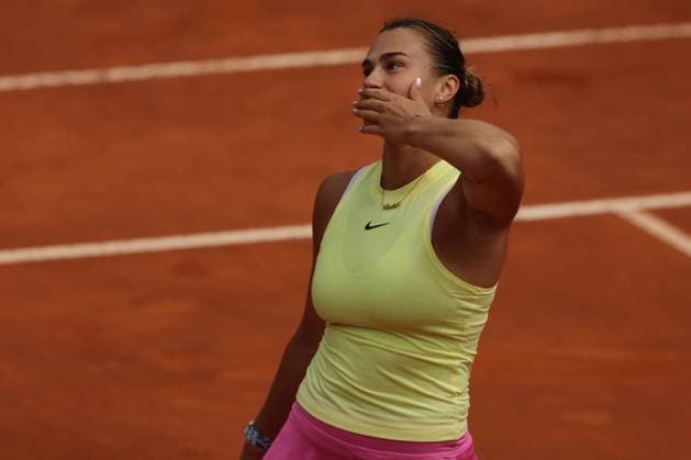 International Tennis match - Internazionali BNL d Italia Rome, Italy 15.05.2024: Aryna Sabalenka VS Jelena Ostapenko (LAT) during Internazionali BNL 2024 women s WTA1000 Open tennis tournament in Rome at Grand Stand Arena . Rome Italy  Copyright: xIPAxSport ABACAx