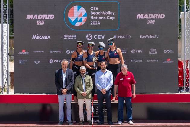 May 15, 2024, Madrid, Madrid, Spain: Spain champions of the CEV BeachVolley NATIONS CUP 2024.LILIANA FERNoÂNDEZ STEINER (ESP).PAULA SORIA GUTIo°RREZ (ESP).DANIELA oÂLVAREZ MENDOZA (ESP).TANIA MORENO MATVEEVA (ESP) Madrid Spain - ZUMAc312 20240515_zsp_c312_004 Copyright: xOscarxManuelxSanchezx