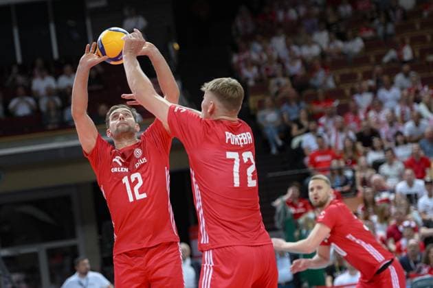 KATOWICE 15.05.2024 MECZ TOWARZYSKI SIATKOWKA: POLSKA - NIEMCY --- INTERNATIONAL VOLLEYBALL FRIENDLY MATCH: POLAND - GERMANY N Z GRZEGORZ LOMACZ MATEUSZ POREBA FOT. PAWEL PIOTROWSKI 400mm.pl NEWSPIX.PL --- Newspix.pl POLAND OUT!  20240515PAP005