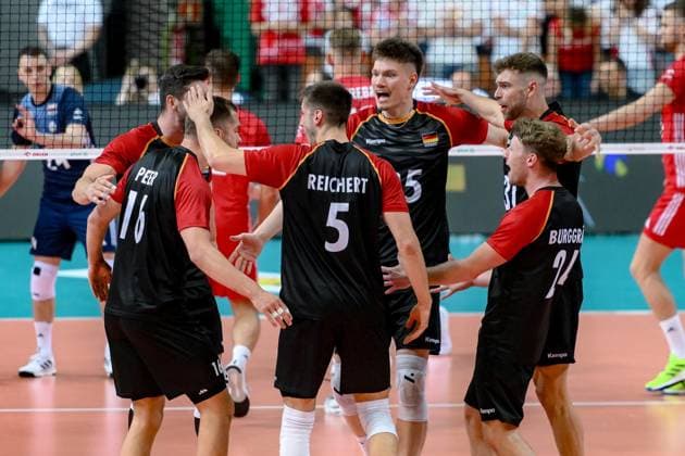 KATOWICE 15.05.2024 MECZ TOWARZYSKI SIATKOWKA: POLSKA - NIEMCY --- INTERNATIONAL VOLLEYBALL FRIENDLY MATCH: POLAND - GERMANY N Z REPREZENTACJA NIEMIEC TEAM GERMANY TIM PETER MORITZ REICHERT FOT. PAWEL PIOTROWSKI 400mm.pl NEWSPIX.PL --- Newspix.pl POLAND OUT!  20240515PAP024