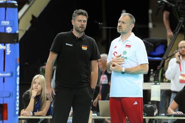 KATOWICE 15.05.2024 MECZ TOWARZYSKI SIATKOWKA: POLSKA - NIEMCY --- INTERNATIONAL VOLLEYBALL FRIENDLY MATCH: POLAND - GERMANY N Z MICHAL WINIARSKI NIKOLA GRBIC FOT. PAWEL PIOTROWSKI 400mm.pl NEWSPIX.PL --- Newspix.pl POLAND OUT!  20240515PAP033