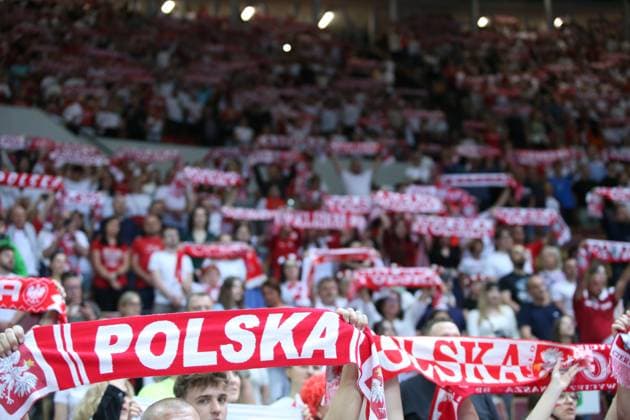 KATOWICE 15.05.2024 MECZ TOWARZYSKI REPREZENTACJI SIATKARZY: POLSKA - NIEMCY --- MENS VOLLEYBALL FRIENDLY MATCH POLAND - GERMANY IN KATOWICE KIBICE FANS FOT. ANNA KLEPACZKO FOTOPYK NEWSPIX.PL --- Newspix.pl POLAND OUT!  240515LUM119