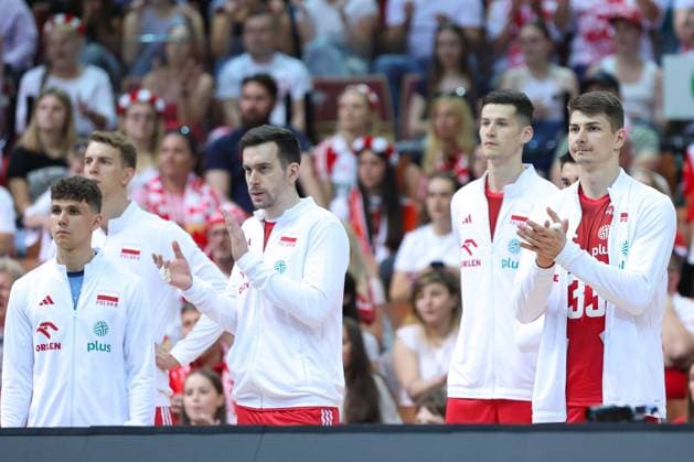 KATOWICE 15.05.2024 MECZ TOWARZYSKI REPREZENTACJI SIATKARZY: POLSKA - NIEMCY --- MENS VOLLEYBALL FRIENDLY MATCH POLAND - GERMANY IN KATOWICE KUBA HAWRYLUK MARCIN KOMENDA SZYMON JAKUBISZAK LUKASZ USOWICZ FOT. ANNA KLEPACZKO FOTOPYK NEWSPIX.PL --- Newspix.pl POLAND OUT!  240515LUM130