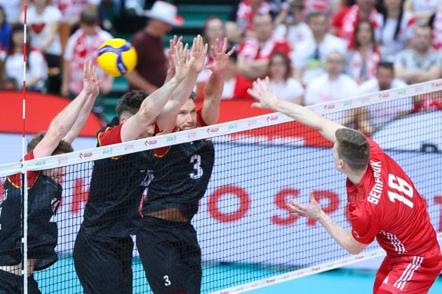 KATOWICE 15.05.2024 MECZ TOWARZYSKI REPREZENTACJI SIATKARZY: POLSKA - NIEMCY --- MENS VOLLEYBALL FRIENDLY MATCH POLAND - GERMANY IN KATOWICE LUKAS MAASE DENYS KALIBERDA KAMIL SEMENIUK FOT. ANNA KLEPACZKO FOTOPYK NEWSPIX.PL --- Newspix.pl POLAND OUT!  240515LUM150
