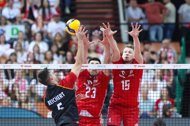 KATOWICE 15.05.2024 MECZ TOWARZYSKI REPREZENTACJI SIATKARZY: POLSKA - NIEMCY --- MENS VOLLEYBALL FRIENDLY MATCH POLAND - GERMANY IN KATOWICE MORITZ REICHERT KAROL BUTRYN JAKUB KOCHANOWSKI FOT. ANNA KLEPACZKO FOTOPYK NEWSPIX.PL --- Newspix.pl POLAND OUT!  240515LUM140
