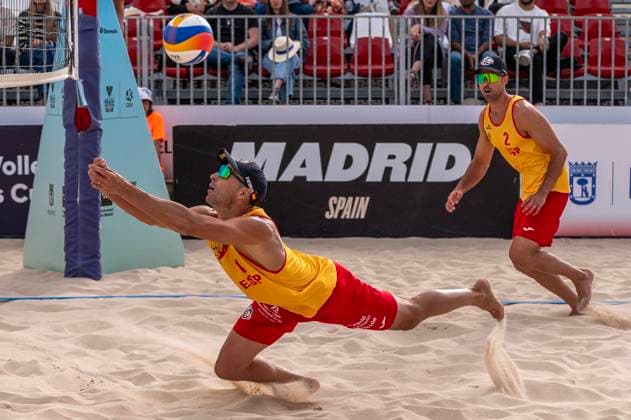 Sport Bilder des Tages May 15, 2024, Madrid, Madrid, Spain: Spain champions of the CEV BeachVolley NATIONS CUP 2024 (Men).PABLO HERRERA ALLEPUZ (ESP).ADRIoÂN GAVIRA COLLADO (ESP) Madrid Spain - ZUMAc312 20240515_zsp_c312_012 Copyright: xOscarxManuelxSanchezx