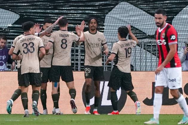 Joie - Bradley Barcola (Paris SG) FOOTBALL : OGC Nice vs Paris SG - Ligue 1 Uber Eats - Nice - 15 05 2024 NorbertScanella Panoramic 