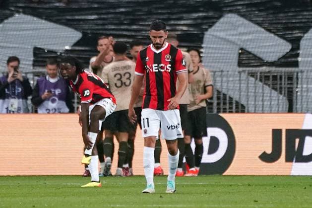 Deception - Morgan Sanson (OGC Nice) FOOTBALL : OGC Nice vs Paris SG - Ligue 1 Uber Eats - Nice - 15 05 2024 NorbertScanella Panoramic 