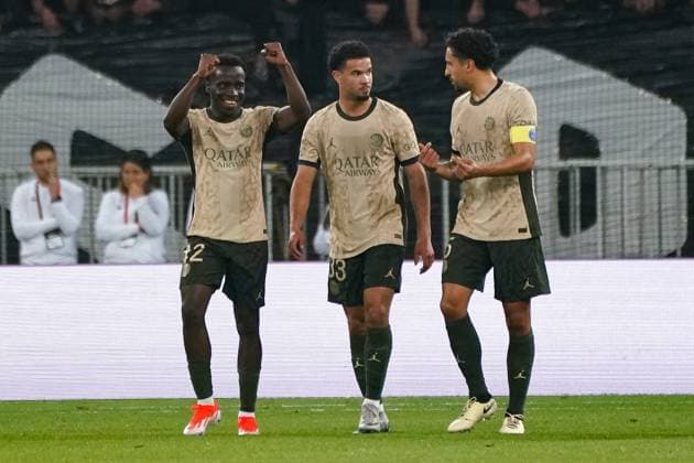 Joie - Yoram Zague (Paris SG) FOOTBALL : OGC Nice vs Paris SG - Ligue 1 Uber Eats - Nice - 15 05 2024 NorbertScanella Panoramic 