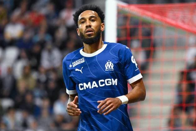 Pierre Emerick AUBAMEYANG ( 10 - Olympique Marseille ) reacts during the Ligue 1 match between Stade de Reims and Olympique de Marseille at Stade Auguste Delaune on May 15, 2024 in Reims, France. ( Photo by federico pestellini panoramic ) - FOOTBALL : Reims vs Marseille - Ligue 1 - 15 05 2024 FedericoPestellini Panoramic 