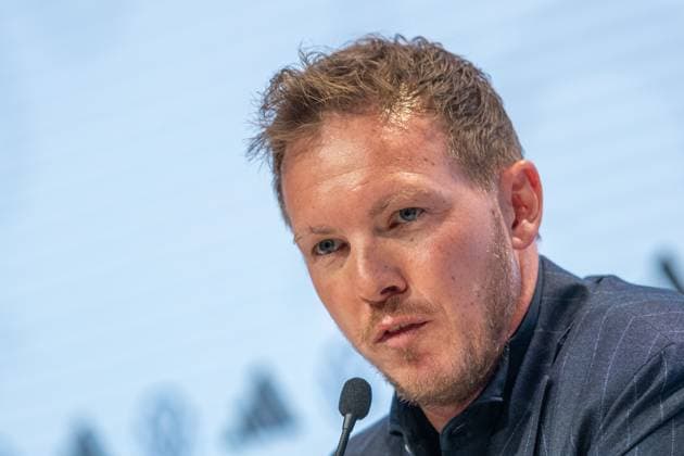 16.05.2024, xlakx, Fussball DFB Medientermine, DFB Pressekonferenz - Kaderbekanntgabe EM 2024 emspor, v.l. PK Bundestrainer Julian Nagelsmann (DFL DFB REGULATIONS PROHIBIT ANY USE OF PHOTOGRAPHS as IMAGE SEQUENCES and or QUASI-VIDEO) Daniel Lakomski Jan Huebner Berlin