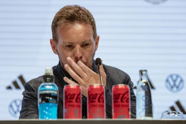 16.05.2024, xlakx, Fussball DFB Medientermine, DFB Pressekonferenz - Kaderbekanntgabe EM 2024 emspor, v.l. PK Bundestrainer Julian Nagelsmann (DFL DFB REGULATIONS PROHIBIT ANY USE OF PHOTOGRAPHS as IMAGE SEQUENCES and or QUASI-VIDEO) Daniel Lakomski Jan Huebner Berlin