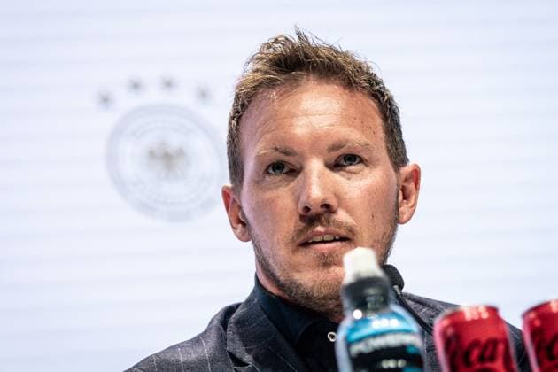 16.05.2024, xlakx, Fussball DFB Medientermine, DFB Pressekonferenz - Kaderbekanntgabe EM 2024 emspor, v.l. PK Bundestrainer Julian Nagelsmann (DFL DFB REGULATIONS PROHIBIT ANY USE OF PHOTOGRAPHS as IMAGE SEQUENCES and or QUASI-VIDEO) Daniel Lakomski Jan Huebner Berlin