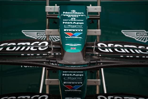 Aston Martin F1 Team AMR23, mechanical detail front wing during the Formula 1 MSC Cruises Gran Premio del Made in Italy e Dell™Emilia-Romagne 2024, 7th round of the 2024 Formula One World Championship, WM, Weltmeisterschaft from May 17 to 19, 2024 on the Autodromo Enzo e Dino Ferrari, in Imola, Italy - F1 - EMILIA-ROMAGNA GRAND PRIX 2024 DPPI Panoramic  240516_R07_EMR_DP__F_16590