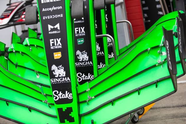 Stake F1 Team Kick Sauber C44, mechanical detail front wing during the Formula 1 MSC Cruises Gran Premio del Made in Italy e Dell™Emilia-Romagne 2024, 7th round of the 2024 Formula One World Championship, WM, Weltmeisterschaft from May 17 to 19, 2024 on the Autodromo Enzo e Dino Ferrari, in Imola, Italy - F1 - EMILIA-ROMAGNA GRAND PRIX 2024 DPPI Panoramic  240516_R07_EMR_DP__F_16668