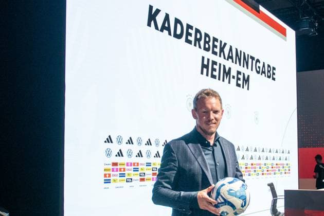 Sport Bilder des Tages 16.05.2024, xlakx, Fussball DFB Medientermine, DFB Pressekonferenz - Kaderbekanntgabe EM 2024 emspor, v.l. PK Bundestrainer Julian Nagelsmann (DFL DFB REGULATIONS PROHIBIT ANY USE OF PHOTOGRAPHS as IMAGE SEQUENCES and or QUASI-VIDEO) Daniel Lakomski Jan Huebner Berlin