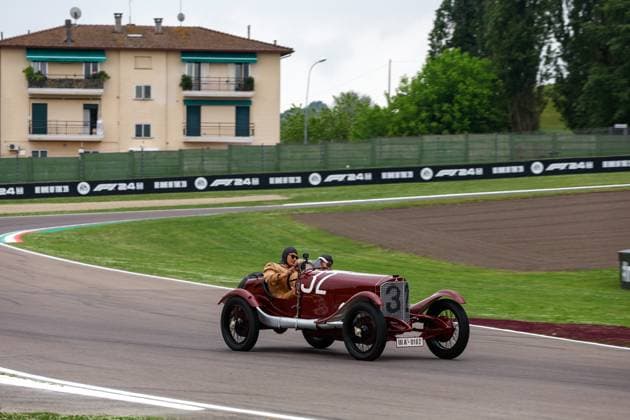 RUSSELL George (gbr), driving the 100-year-old Mercedes race car, during the Formula 1 MSC Cruises Gran Premio del Made in Italy e Dell™Emilia-Romagne 2024, 7th round of the 2024 Formula One World Championship, WM, Weltmeisterschaft from May 17 to 19, 2024 on the Autodromo Enzo e Dino Ferrari, in Imola, Italy - F1 - EMILIA-ROMAGNA GRAND PRIX 2024 DPPI Panoramic  240516_R07_EMR_DP_F12024GP07ITA_JK361083