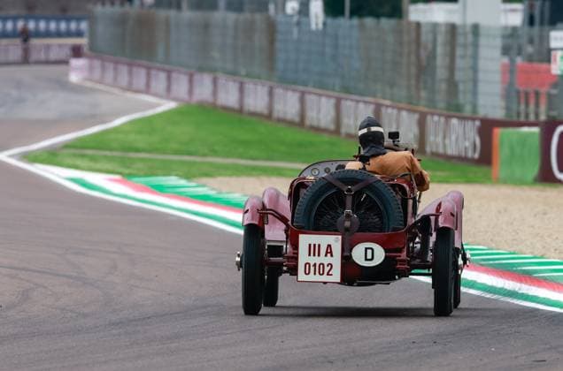 RUSSELL George (gbr), driving the 100-year-old Mercedes race car, during the Formula 1 MSC Cruises Gran Premio del Made in Italy e Dell™Emilia-Romagne 2024, 7th round of the 2024 Formula One World Championship, WM, Weltmeisterschaft from May 17 to 19, 2024 on the Autodromo Enzo e Dino Ferrari, in Imola, Italy - F1 - EMILIA-ROMAGNA GRAND PRIX 2024 DPPI Panoramic  240516_R07_EMR_DP_F12024GP07ITA_JK361340