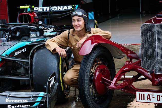 RUSSELL George (gbr), Mercedes AMG F1 Team W15, portrait, during the Formula 1 MSC Cruises Gran Premio del Made in Italy e Dell™Emilia-Romagne 2024, 7th round of the 2024 Formula One World Championship, WM, Weltmeisterschaft from May 17 to 19, 2024 on the Autodromo Enzo e Dino Ferrari, in Imola, Italy - F1 - EMILIA-ROMAGNA GRAND PRIX 2024 DPPI Panoramic  240516_R07_EMR_DP_FG009199