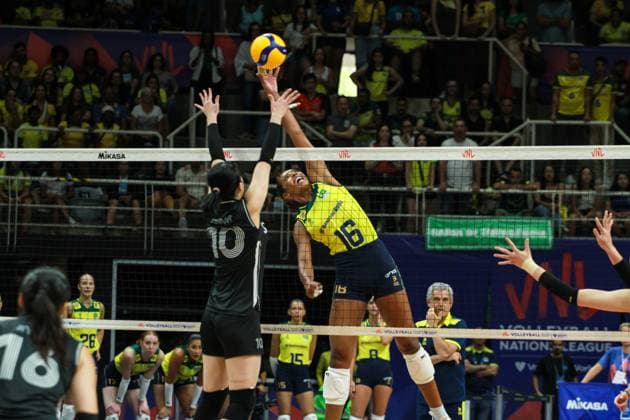 Brasil x Coreia Pela Liga das Nações no RJ RIO DE JANEIRO, RJ - 16.05.2024: BRASIL X COREIA PELA LIGA DAS NAÇÕES NO RJ - The Brazilian Women& 39;s Volleyball team defeated the South Korean team by three sets to zero in a game valid for the League of Nations, this Thursday (16), at the Maracanãzinho Gymnasium in Rio de Janeiro. (Photo: Lorando Labbe Fotoarena) x2538766x  LorandoxLabbe