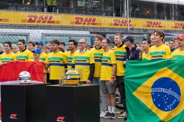 F1 GP Imola Italien Donnerstag, 16.05.2024 Lance Stroll 18, Aston Martin Aramco F1 Team, Esteban Ocon 31, BWT Alpine F1 Team, Yuki Tsunoda 22, Visa Cash App RB Formula One Team, Pierre Gasly 10, BWT Alpine F1 Team, Carlos Sainz 55, Scuderia Ferrari, Stefano Domenicali, Logan Sargeant 2, Williams Racing, Sebastian Vettel, Nico Hülkenberg 27, MoneyGram Haas F1 Team, Max Verstappen 1, Oracle Red Bull Racing, Nico Hülkenberg 27, MoneyGram Haas F1 Team, George Russell 63, Mercedes-AMG Petronas F1 Team, Charles Leclerc 16, Scuderia Ferrar; F1 GP Imola Italien Donnerstag, 16.05.2024 Copyright: xBEAUTIFULxSPORTS Erlhofx