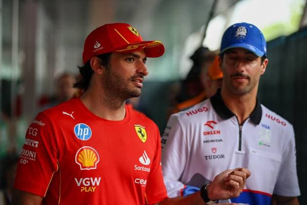 Carlos Sainz Jr. (ESP) - Scuderia Ferrari - Ferrari SF-24 - Ferrari Daniel Ricciardo (AUS) - Visa Cash App RB F1 Team - RB VCARB01 - Honda RBPT during FORMULA 1 MSC CRUISES GRAN PREMIO DELL EMILIA-ROMAGNA 2024 - Free Practice 1 and 2, Formula 1 Championship in Imola, Italy, May 17 2024  Copyright: xAlessioxDexMarco IPAxSportx xipax xx IPA_46171031 IPA_Agency_IPA46171031