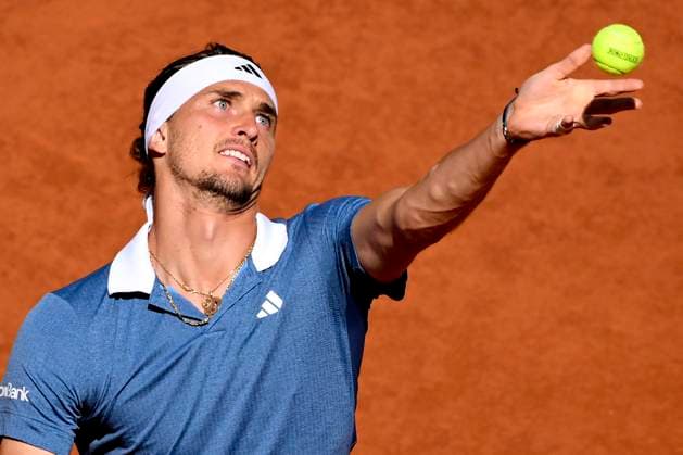 Alexander Zverev of Germany serves during the semifinal match against Alejandro Tabilo of Chile at the Internazionali BNL d Italia 2024 tennis tournament at Foro Italico in Rome, Italy on May 17, 2024. antoniettaxbaldassarre