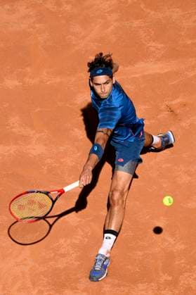 Alejandro Tabilo of Chile in action during the semifinal match against Alexander Zverev of Germany at the Internazionali BNL d Italia 2024 tennis tournament at Foro Italico in Rome, Italy on May 17, 2024. antoniettaxbaldassarre