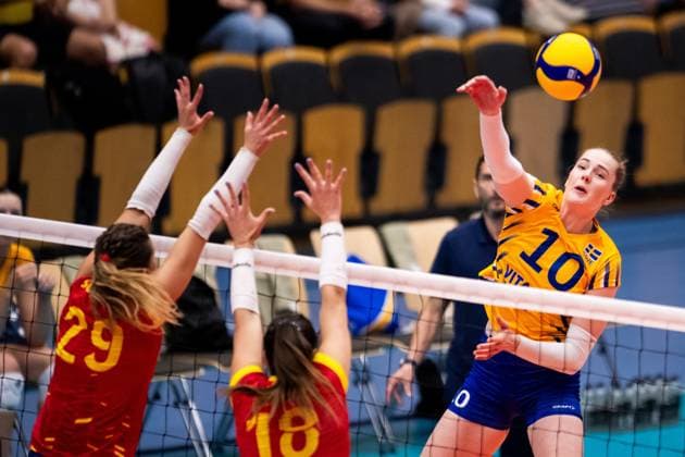 240517 Isabelle Haak of Sweden during the European Golden League volleyball match between Sweden and Spain on May 17, 2024 in Lund. Photo: Avdo Bilkanovic BILDBYRAN COP 115 AB0270 volleyboll volleyball european golden league sverige spanien spain sweden dam bbeng Copyright: AVDOxBILKANOVIC BB240517AB018