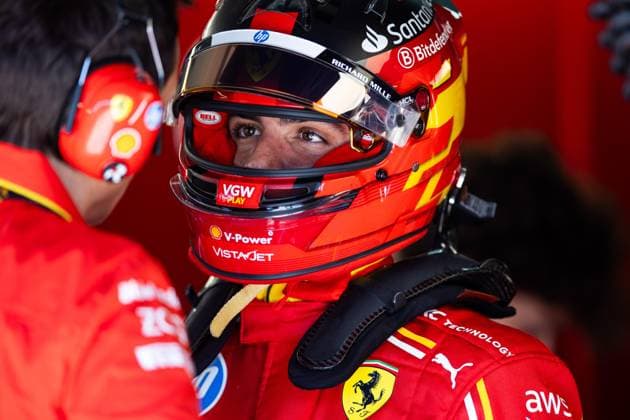 SAINZ Carlos (spa), Scuderia Ferrari SF-24, portrait during the Formula 1 MSC Cruises Gran Premio del Made in Italy e Dell™Emilia-Romagne 2024, 7th round of the 2024 Formula One World Championship, WM, Weltmeisterschaft from May 17 to 19, 2024 on the Autodromo Enzo e Dino Ferrari, in Imola, Italy - F1 - EMILIA-ROMAGNA GRAND PRIX 2024 DPPI Panoramic  240518_R07_EMR_DP_JFR67688