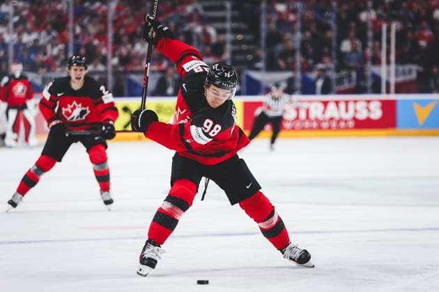 Ice hockey, Eishockey - IIHF WC 2024 PRAGUE,CZECH REPUBLIC,18.MAY.24 - ICE HOCKEY - IIHF Ice Hockey World Championship, WM, Weltmeisterschaft 2024, group stage, Canada vs Finland. Image shows Connor Bedard (CAN).  GEPAxpictures xDanielxGoetzhaber