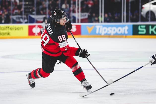 Ice hockey, Eishockey - IIHF WC 2024 PRAGUE,CZECH REPUBLIC,18.MAY.24 - ICE HOCKEY - IIHF Ice Hockey World Championship, WM, Weltmeisterschaft 2024, group stage, Canada vs Finland. Image shows Connor Bedard (CAN).  GEPAxpictures xDanielxGoetzhaber