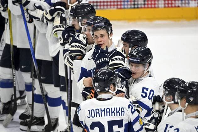 Players of Finland after the 2024 IIHF Ice hockey, Eishockey World Championships preliminary round group A match between Canada and Finland in Prague on May 18, 2024, center Jesse Puljujärvi. Prague Czechia LKFTJK20240518194304GLDD  Copyright: xEmmixKorhonenx LKFTJK20240518194304GLDD