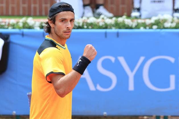 International Tennis match - 2024 Piemonte Open Intesa San Paolo Lorenzo Musetti (Italy) celebrates the victory in the match againts Felipe Meligeni Alves (Brazil) during 2024 Piemonte Open Intesa San Paolo, International Tennis match in Turin, Italy, May 18 2024 Turin Italy  Copyright: xIPAxSport ABACAx