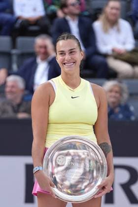 Aryna Sabalenka (BLR) looks on during the award ceremony, Tennis WTA, Tennis Damen Internazionali BNL d Italia - Final, Iga Swiatek (POL) against Aryna Sabalenka (BLR), Foro Italico, May 18, 2024, Rome, Italy.