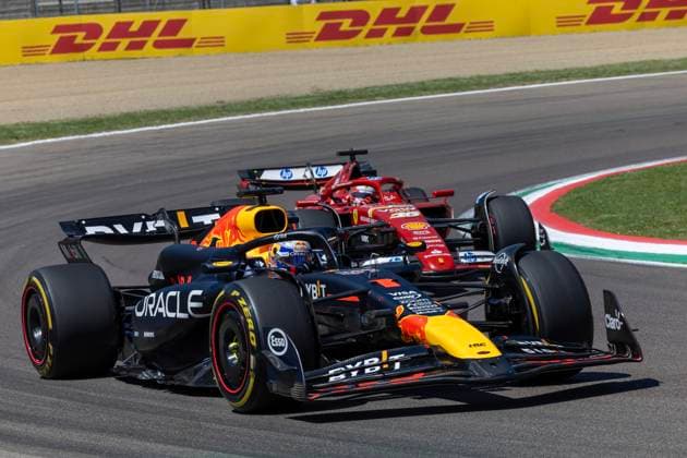 F1 GP Imola Italien Samstag, 18.05.2024 Max Verstappen 1, Oracle Red Bull Racing und Charles Leclerc 16, Scuderia Ferrari; F1 GP Imola Italien Samstag, 18.05.2024 Copyright: xBEAUTIFULxSPORTS Erlhofx