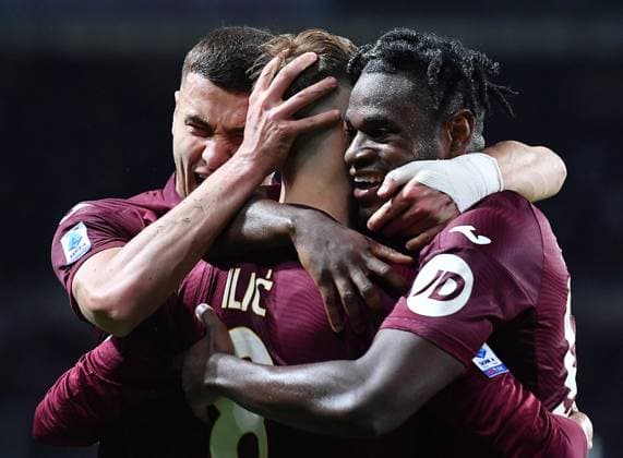 Bilder des Jahres 2024, Sport 05 Mai Sport Themen der Woche KW21 Sport Bilder des Tages May 18, 2024, Turin: Torino s Ivan Ilic jubilates after scoring the gol (2-0) during the italian Serie A soccer match Torino FC vs AC Milan at the Olimpico Grande Torino Stadium in Turin, Italy, 18 May 2024 ANSA ALESSANDRO DI MARCO Serie A: Torino-Milan  - ZUMAa110 20240518_zaf_a110_137 Copyright: xAlessandroxxxxxxxxDixMarcox