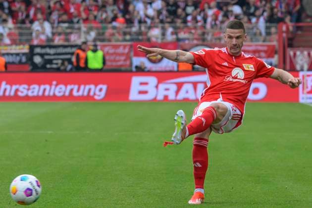 Robin Gosens ( 1.FC Union Berlin, 06), 1. FC Union Berlin vs SC Freiburg, 1. Bundesliga, Fussball, DFB, Bundesliga, Spielzeit 2023 2024, Alte Foersterei, 34. Spieltag, DFB DFL REGULATIONS PROHIBIT ANY USE OF PHOTOGRAPHS AS IMAGE SEQUENCES AND OR QUASI-VIDEO, 18.05.2024, Copyright: HMBxMedia UwexKoch