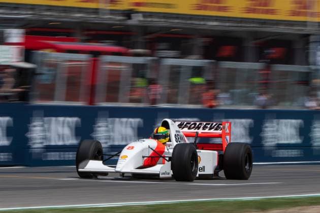 Sebastian Vettel (Deutschland, Rennfahrer) faehrt Demorunden im McLaren MP 4 8 von 1993 zum Gedenken an den 1994 verstorbenen Ayrton Senna (Brasilien), ITA, Formel 1 Weltmeisterschaft, Grand Prix Emilia-Romagna Imola, Autodromo Enzo e Dino Ferrari, Rennen, 19.05.2024 ITA, Formel 1 Weltmeisterschaft, Grand Prix Emilia-Romagna Imola, Autodromo Enzo e Dino Ferrari, Rennen, 19.05.2024 Imola Copyright: xEibner-Pressefoto Memmlerx EP_MMR