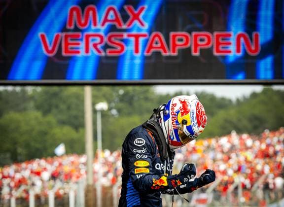 IMOLA - Max Verstappen (Red Bull Racing) cheers after winning the Emilia-Romagna Grand Prix at the Autodromo Enzo e Dino Ferrari circuit in Imola. ANP REMKO DE WAAL xVIxANPxSportx xxANPxIVx 498954876 originalFilename: 498954876.jpg