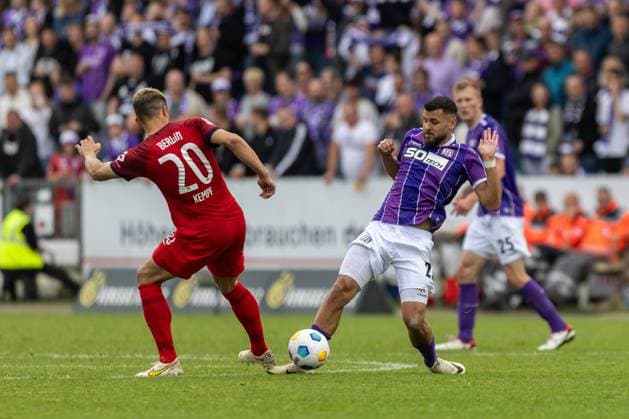 VfL Osnabrück vs. Hertha BSC; Osnabrück, 19.05.2024 Dave Gnaase (VfL Osnabrück, 26) und Marc Oliver Kempf (Hertha BSC Berlin, 20) 2. Fußball Bundesliga 34. Spieltag: VfL Osnabrück vs. Hertha BSC, Stadion Bremer Brücke am 19.05.2024. DFB DFL REGULATIONS PROHIBIT ANY USE OF PHOTOGRAPHS AS IMAGE SEQUENCES AND OR QUASI-VIDEO.
