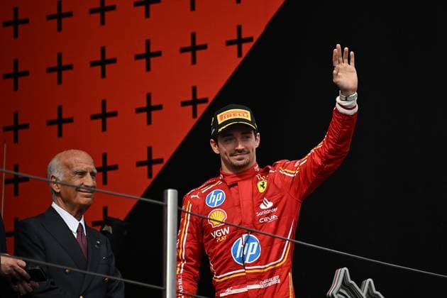 Formel 1 Grand Prix Emilia Romagna 2024 19.05.2024, Autodromo Enzo e Dino Ferrari, Imola, Formel 1 Grand Prix Emilia Romagna 2024 ,im Bild Podium: 3.Platz für Charles Leclerc (MCO), Scuderia Ferrari HP
