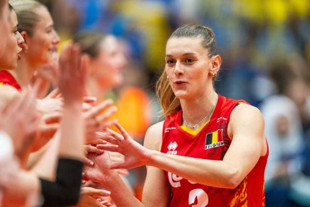 240519 Britt Herbots of Belgium chosen to the player of the team during the European Golden League between Sweden and Belgium on May 19, 2024 in Lund. Photo: Avdo Bilkanovic BILDBYRAN COP 115 AB0272 volleyboll volleyball european golden league sverige belgium sweden dam bbeng Copyright: AVDOxBILKANOVIC BB240519AB091