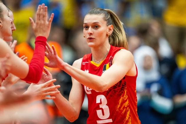 240519 Britt Herbots of Belgium chosen to the player of the team during the European Golden League between Sweden and Belgium on May 19, 2024 in Lund. Photo: Avdo Bilkanovic BILDBYRAN COP 115 AB0272 volleyboll volleyball european golden league sverige belgium sweden dam bbeng Copyright: AVDOxBILKANOVIC BB240519AB090