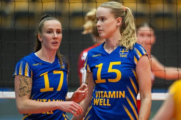 240519 Anna Haak and Kirsten Van Leusen of Sweden during the European Golden League between Sweden and Belgium on May 19, 2024 in Lund. Photo: Avdo Bilkanovic BILDBYRAN COP 115 AB0272 volleyboll volleyball european golden league sverige belgium sweden dam bbeng Copyright: AVDOxBILKANOVIC BB240519AB096