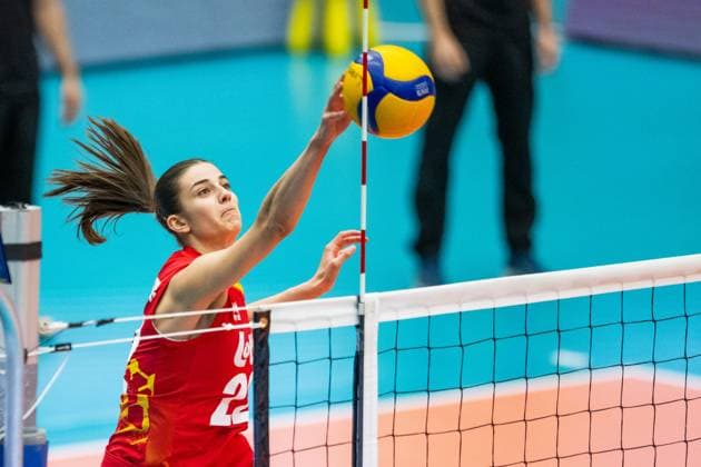 240519 Anna Koulberg of Belgium during warm-up prior the European Golden League between Sweden and Belgium on May 19, 2024 in Lund. Photo: Avdo Bilkanovic BILDBYRAN COP 115 AB0272 volleyboll volleyball european golden league sverige belgium sweden dam bbeng Copyright: AVDOxBILKANOVIC BB240519AB101