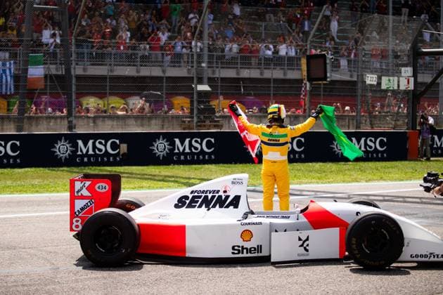 Sebastian Vettel driving his McLaren MP4-8 on tribute of the 30th anniversary of Ayrton Senna fatal accident during the Formula 1 MSC Cruises Gran Premio del Made in Italy e Dell™Emilia-Romagne 2024, 7th round of the 2024 Formula One World Championship, WM, Weltmeisterschaft from May 17 to 19, 2024 on the Autodromo Enzo e Dino Ferrari, in Imola, Italy - F1 - EMILIA-ROMAGNA GRAND PRIX 2024 DPPI Panoramic  240519_R07_EMR_DP__F_14915